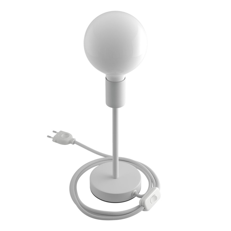 Alzaluce - Lámpara de mesa en metal con cable, interruptor y clavija de 2 polos