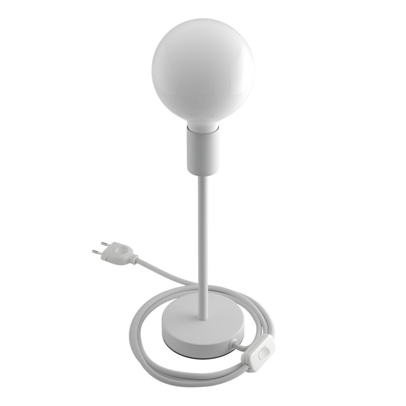Alzaluce - Lámpara de mesa en metal con cable, interruptor y clavija de 2 polos