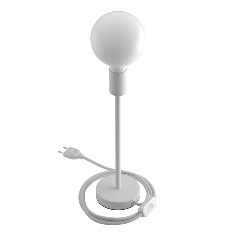 Alzaluce - Lámpara de mesa en metal con cable, interruptor y clavija de 2 polos