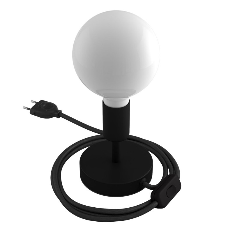 Alzaluce - Lámpara de mesa en metal con cable, interruptor y clavija de 2 polos