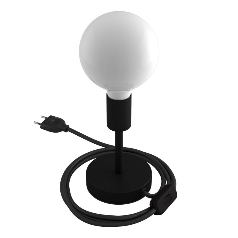 Alzaluce - Lámpara de mesa en metal con cable, interruptor y clavija de 2 polos