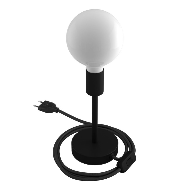 Alzaluce - Lámpara de mesa en metal con cable, interruptor y clavija de 2 polos