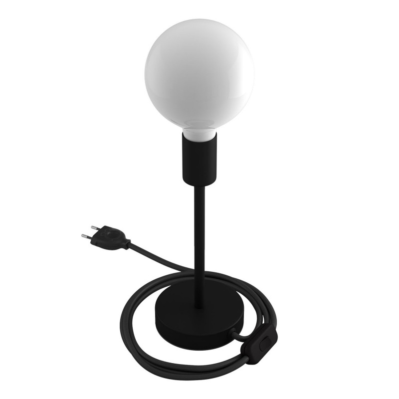 Alzaluce - Lámpara de mesa en metal con cable, interruptor y clavija de 2 polos