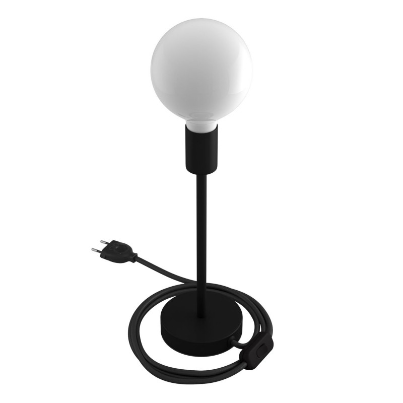 Alzaluce - Lámpara de mesa en metal con cable, interruptor y clavija de 2 polos