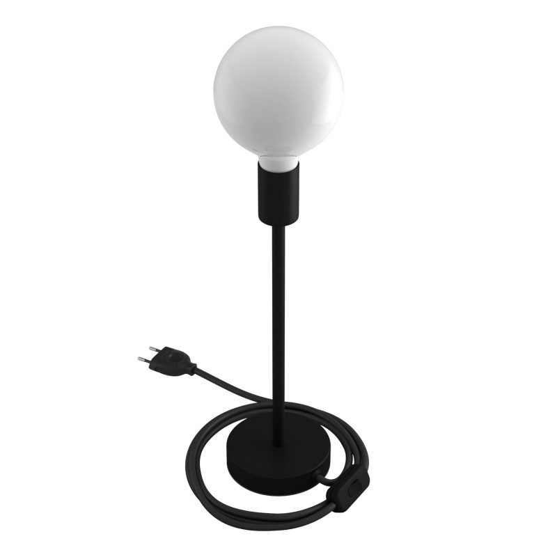Alzaluce - Lámpara de mesa en metal con cable, interruptor y clavija de 2 polos