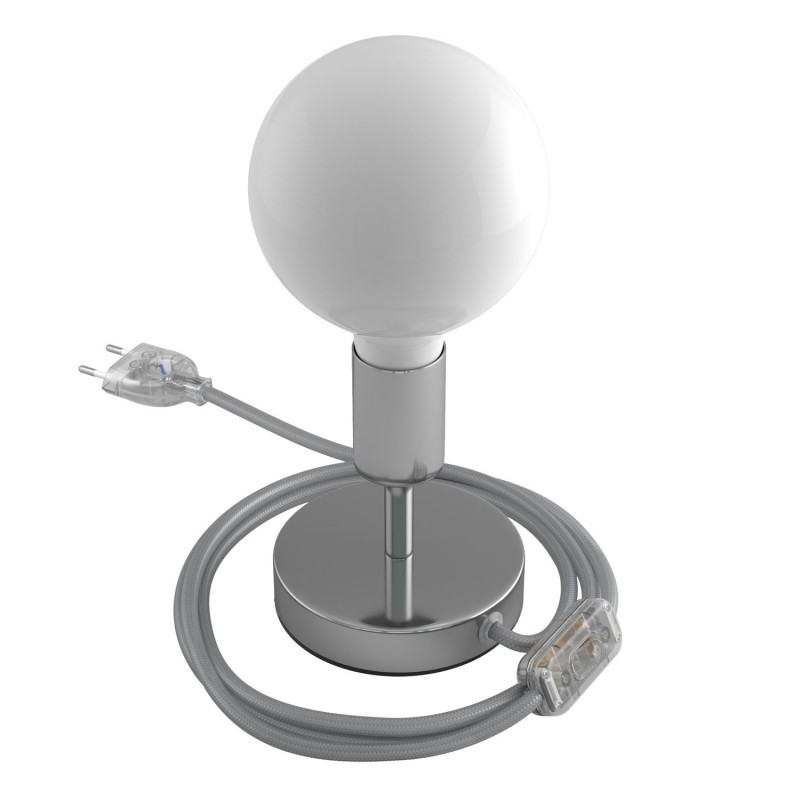 Alzaluce - Lámpara de mesa en metal con cable, interruptor y clavija de 2 polos