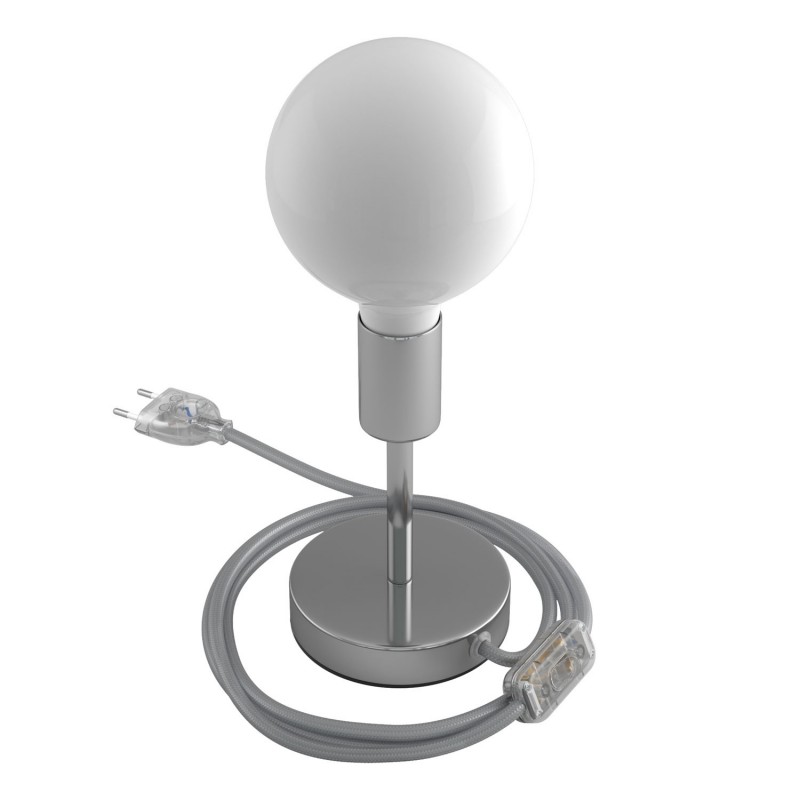 Alzaluce - Lámpara de mesa en metal con cable, interruptor y clavija de 2 polos