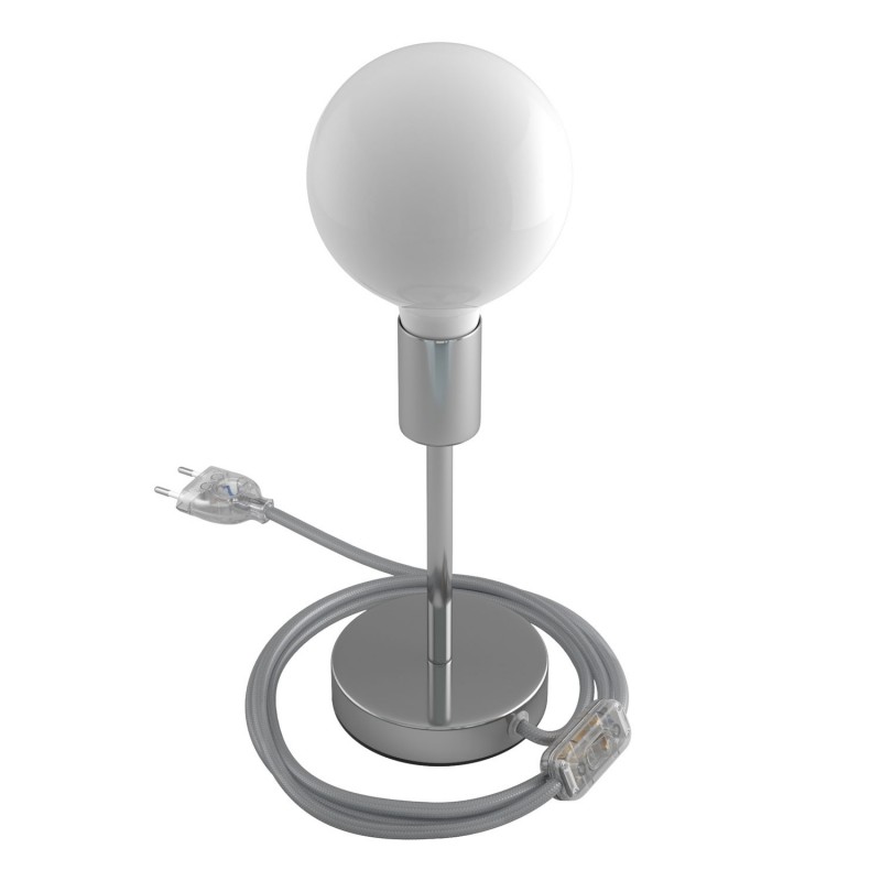Alzaluce - Lámpara de mesa en metal con cable, interruptor y clavija de 2 polos
