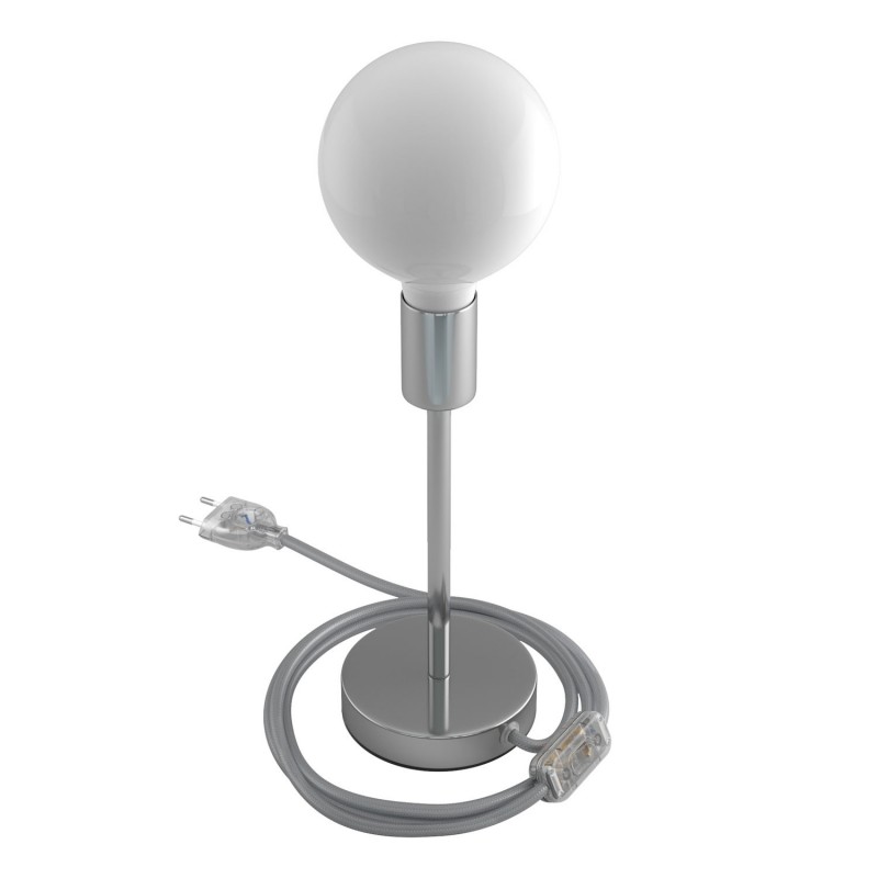 Alzaluce - Lámpara de mesa en metal con cable, interruptor y clavija de 2 polos