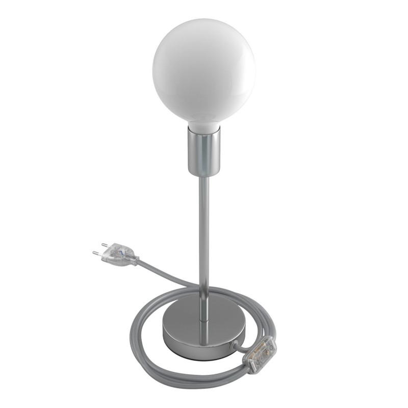 Alzaluce - Lámpara de mesa en metal con cable, interruptor y clavija de 2 polos