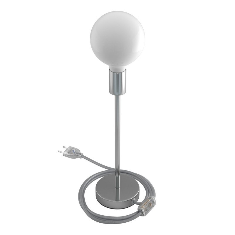 Alzaluce - Lámpara de mesa en metal con cable, interruptor y clavija de 2 polos