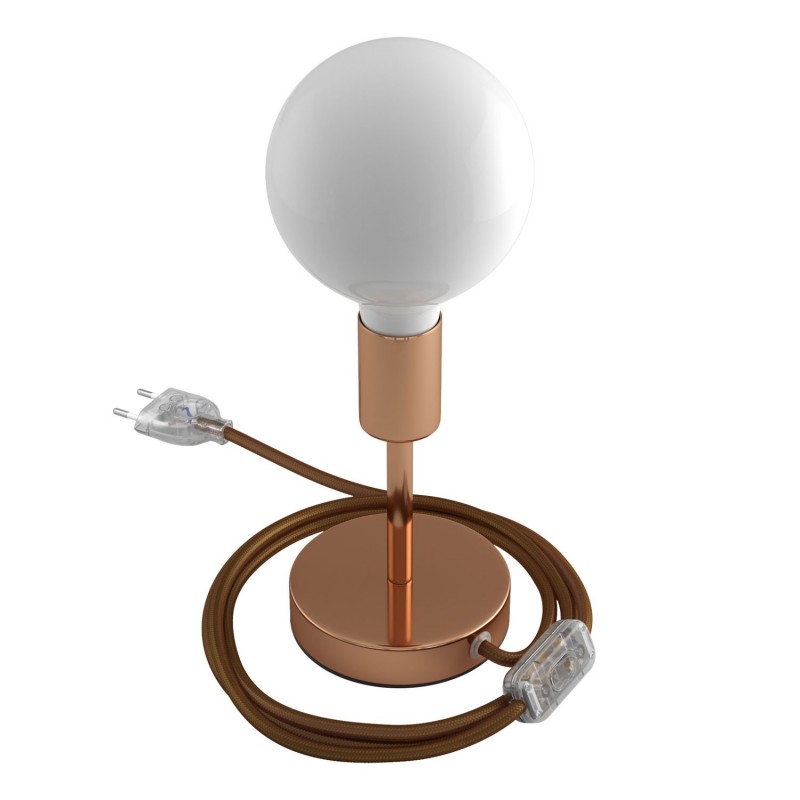 Alzaluce - Lámpara de mesa en metal con cable, interruptor y clavija de 2 polos