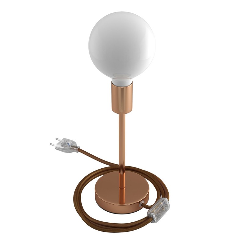 Alzaluce - Lámpara de mesa en metal con cable, interruptor y clavija de 2 polos