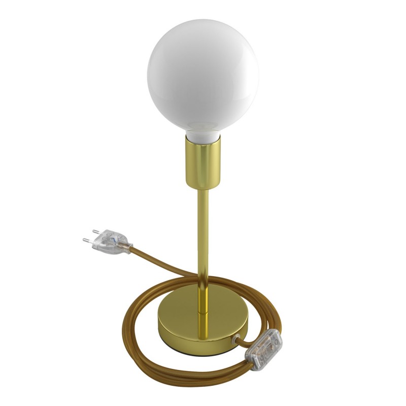 Alzaluce - Lámpara de mesa en metal con cable, interruptor y clavija de 2 polos