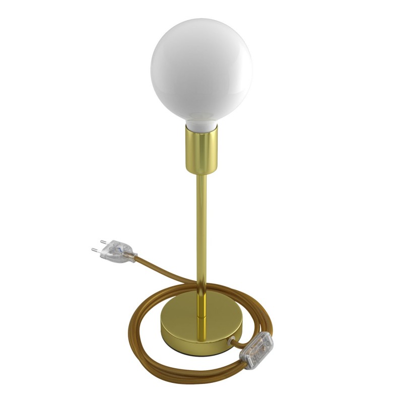 Alzaluce - Lámpara de mesa en metal con cable, interruptor y clavija de 2 polos