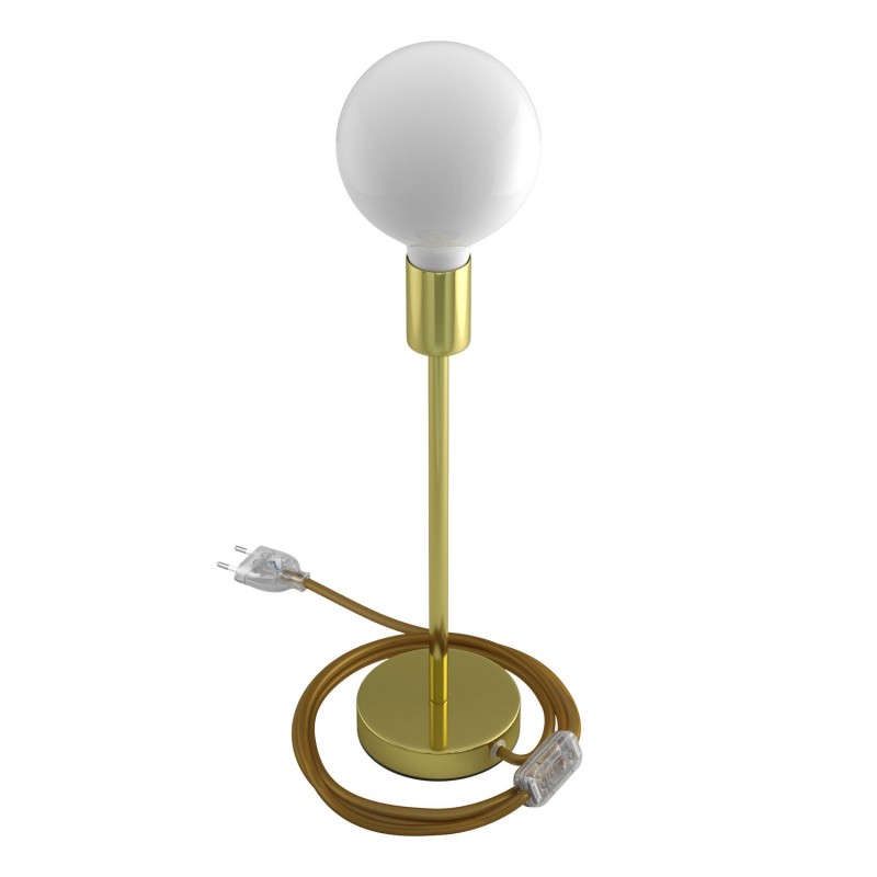 Alzaluce - Lámpara de mesa en metal con cable, interruptor y clavija de 2 polos