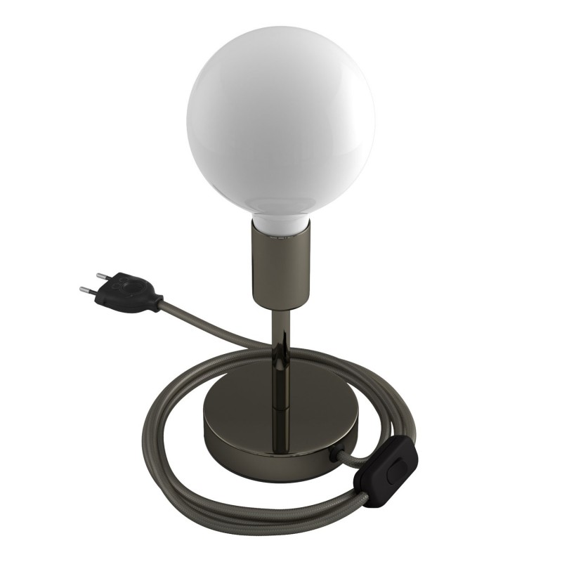Alzaluce - Lámpara de mesa en metal con cable, interruptor y clavija de 2 polos