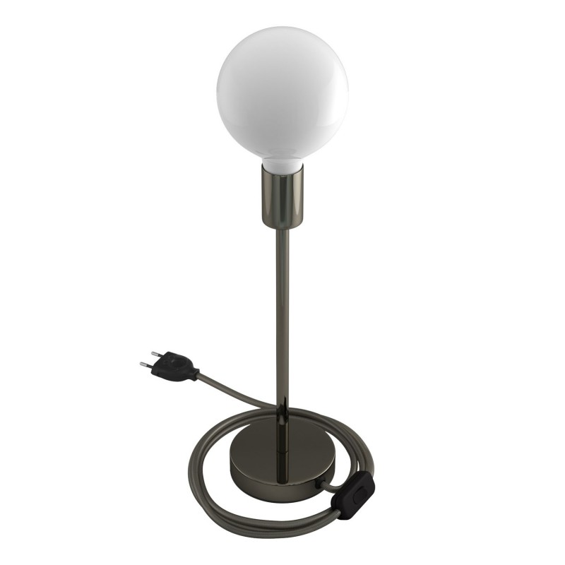Alzaluce - Lámpara de mesa en metal con cable, interruptor y clavija de 2 polos