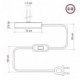 Alzaluce - Lámpara de mesa en metal con cable, interruptor y clavija de 2 polos
