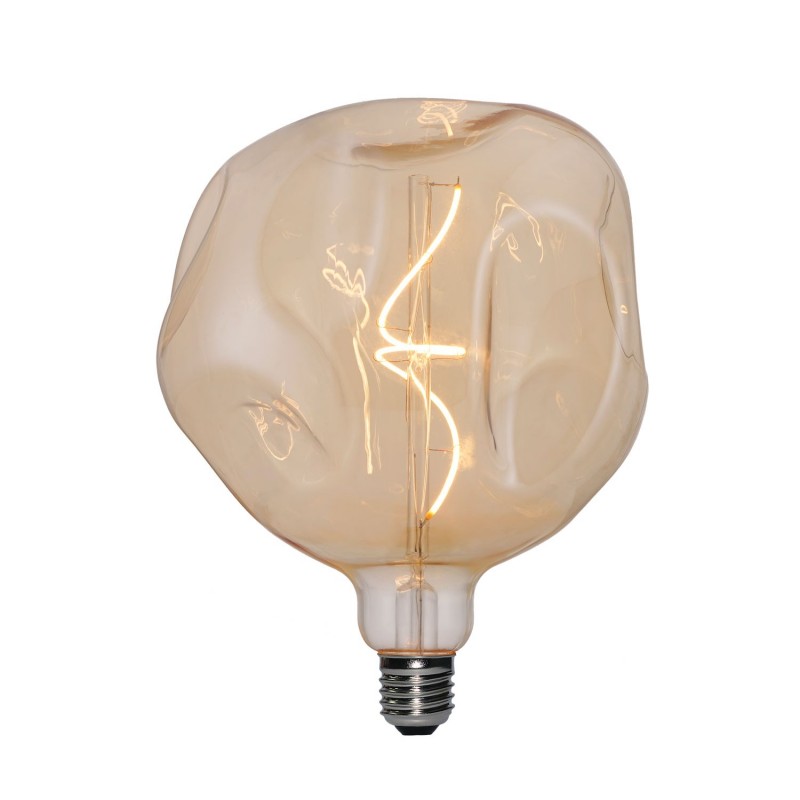 Bombilla Dorada LED Bumped Globo G180 filamento Curvado Espiral 5W E27 regulable 2000K