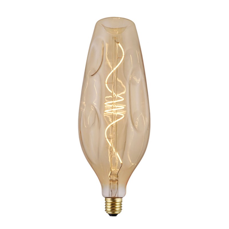 Bombilla Dorada LED Bumped Botella filamento Curvado Espiral 5W E27 regulable 2000K