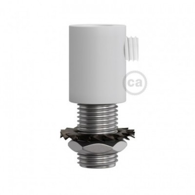 Prensaestopa redondo metal con acabado blanco mate completo con tubo roscado, tuerca y arandela