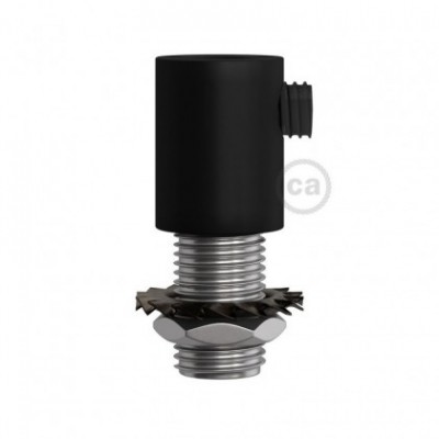 Prensaestopa redondo metal con acabado negro mate completo con tubo roscado, tuerca y arandela