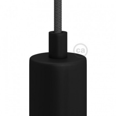Prensaestopa redondo metal con acabado negro mate completo con tubo roscado, tuerca y arandela