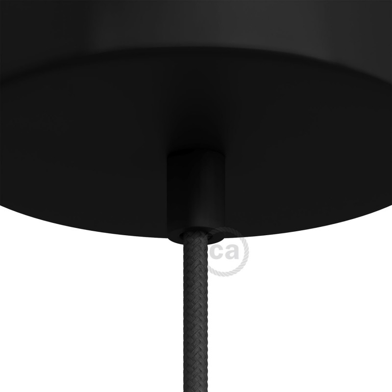 Prensaestopa redondo metal con acabado negro mate completo con tubo roscado, tuerca y arandela