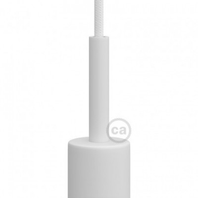 Prensaestopa metálico redondo, longitud 7 cm, acabado blanco mate, completo de tubo roscado, tuerca y arandela
