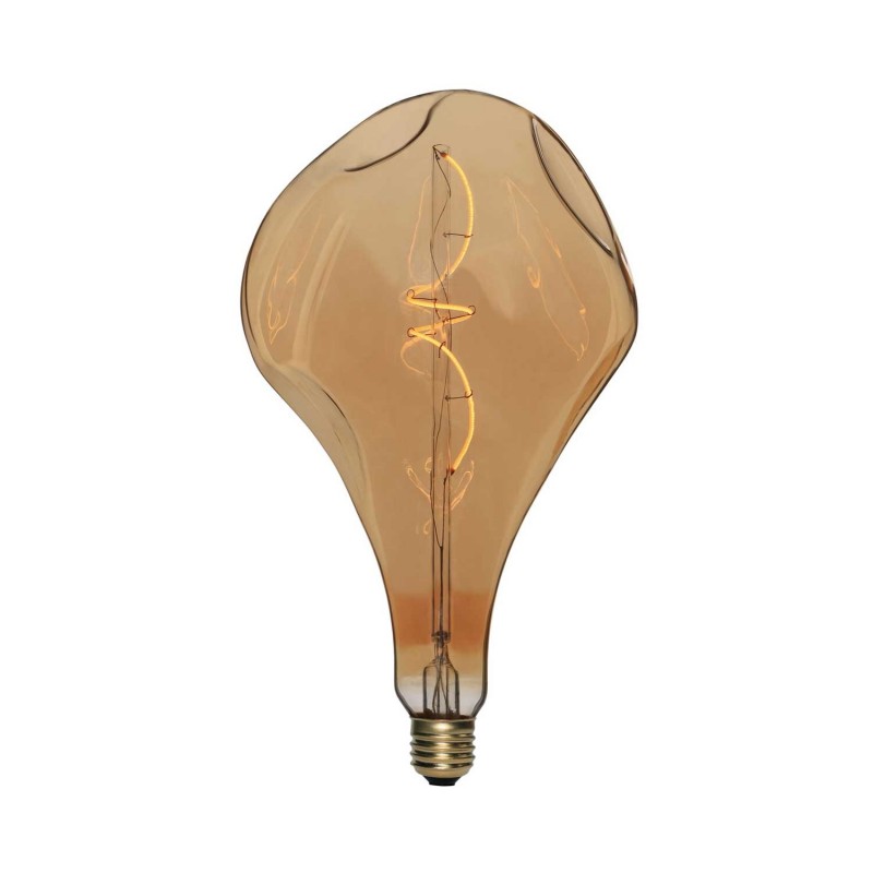 Bombilla XXL LED Dorada Bumped Pera A165 filamento Curvado Espiral 5W E27 regulable 2000K
