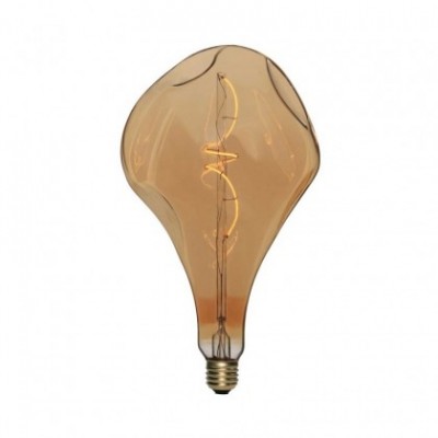 Bombilla XXL LED Dorada Bumped Pera A165 filamento Curvado Espiral 5W E27 regulable 2000K