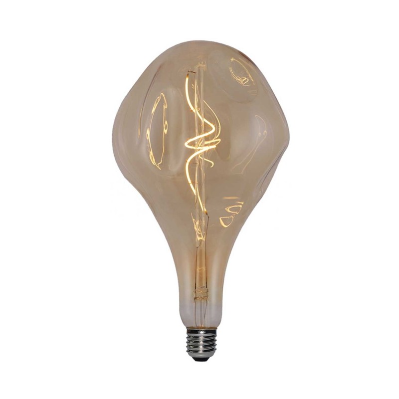 Bombilla XXL LED Dorada Bumped Pera A165 filamento Curvado Espiral 5W E27 regulable 2000K