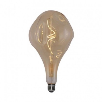Bombilla XXL LED Dorada Bumped Pera A165 filamento Curvado Espiral 5W E27 regulable 2000K