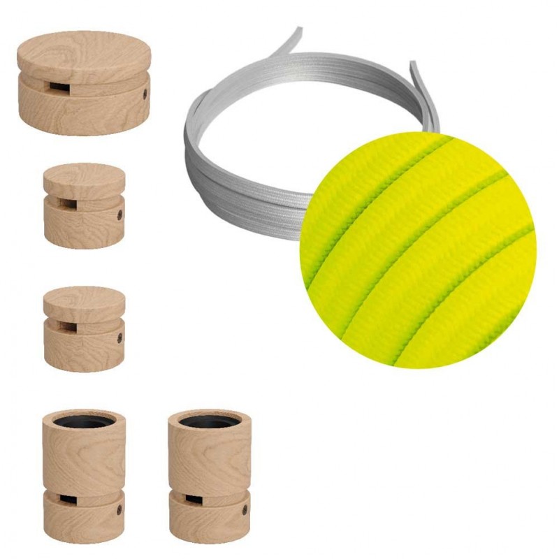 Kit Wiggle Filé System - con 3m cable textil guirnalda y 5 accesorios de madera