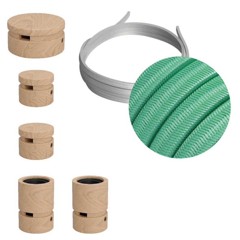 Kit Wiggle Filé System - con 3m cable textil guirnalda y 5 accesorios de madera