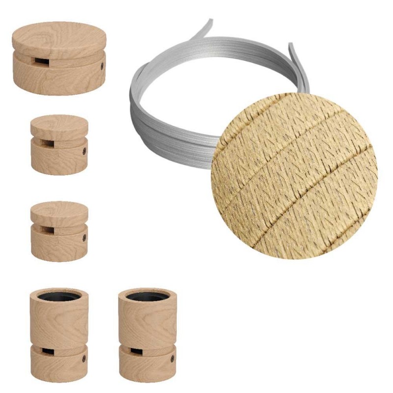 Kit Wiggle Filé System - con 3m cable textil guirnalda y 5 accesorios de madera