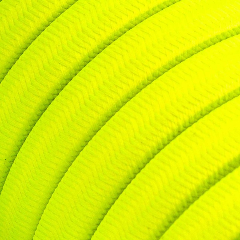 Cable eléctrico para Guirnalda recubierto en tejido Efecto Seda Amarillo Fluo CF10