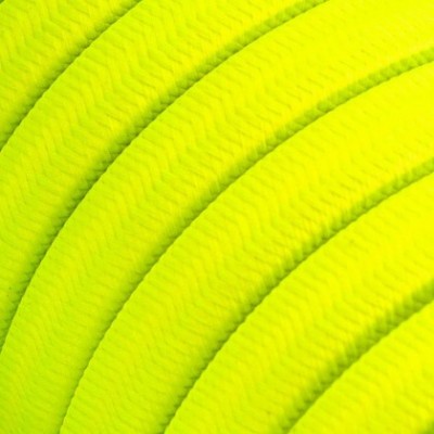 Cable eléctrico para Guirnalda recubierto en tejido Efecto Seda Amarillo Fluo CF10