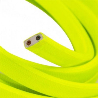 Cable eléctrico para Guirnalda recubierto en tejido Efecto Seda Amarillo Fluo CF10