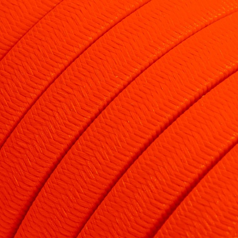 Cable eléctrico para Guirnalda recubierto en tejido Efecto Seda Naranja Fluo CF15