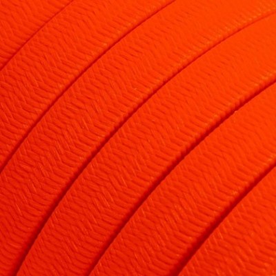 Cable eléctrico para Guirnalda recubierto en tejido Efecto Seda Naranja Fluo CF15