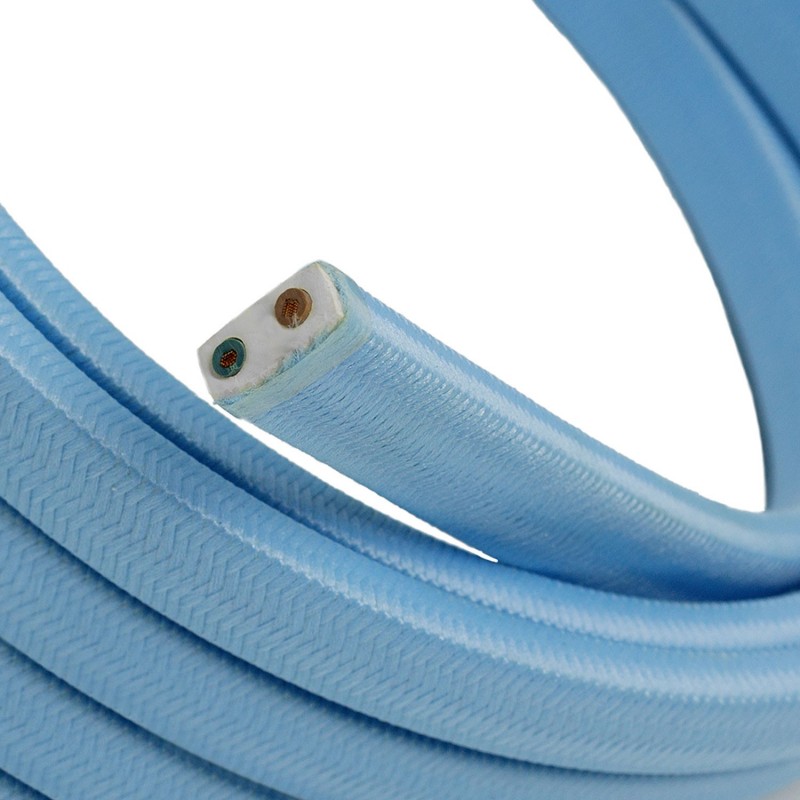 Cable eléctrico para Guirnalda recubierto en tejido Efecto Seda Celeste Bebé CM17