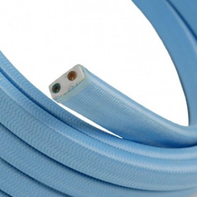 Cable eléctrico para Guirnalda recubierto en tejido Efecto Seda Celeste Bebé CM17