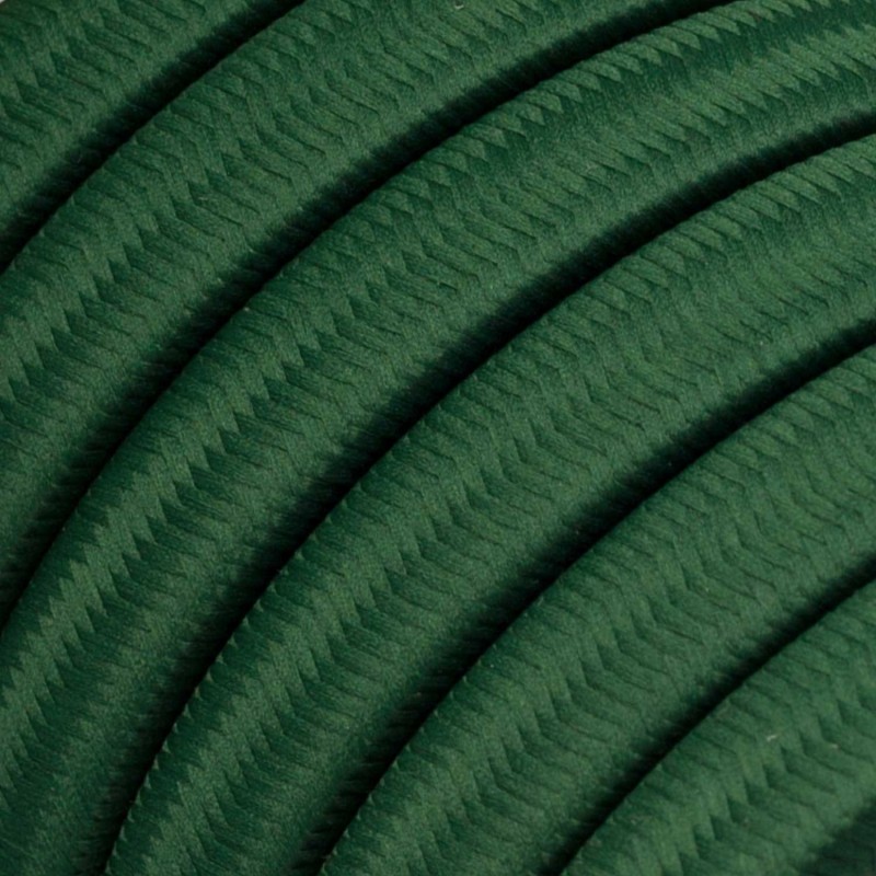 Cable eléctrico para Guirnalda recubierto en tejido Efecto Seda Verde Oscuro CM21
