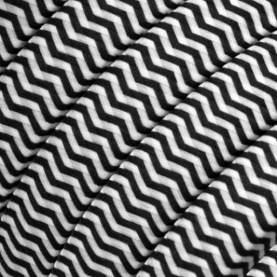 Cable eléctrico para Guirnalda recubierto en tejido Efecto Seda ZigZag Negro y Blanco CZ04
