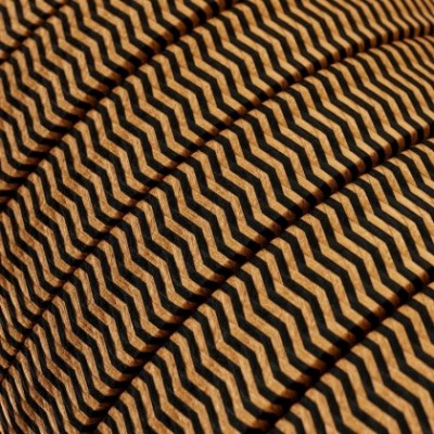 Cable eléctrico para Guirnalda recubierto en tejido Efecto Seda ZigZag Negro y Whisky CZ22