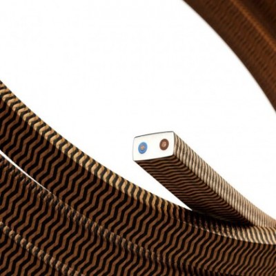 Cable eléctrico para Guirnalda recubierto en tejido Efecto Seda ZigZag Negro y Whisky CZ22