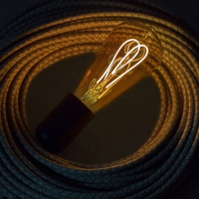 Bombilla Dorada LED Edison ST64 Filamento Curvado con Doble Loop 5W E27 Dimmable 2000K