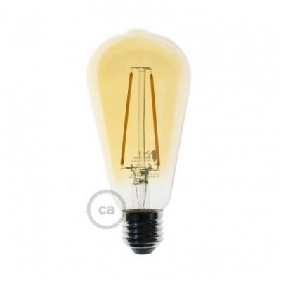 Bombilla Dorada LED Edison ST64 Filamento Largo 4W E27 Decorativa Vintage 2000K